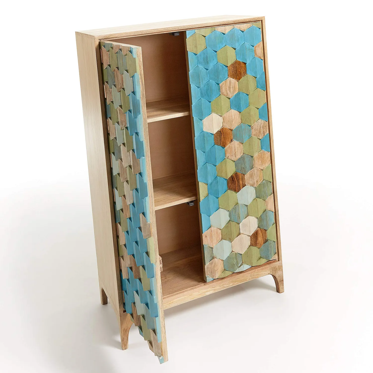 Kave Home Kyle Kleiderschrank 85x140 mehrfarbig 2-türig Massivholz