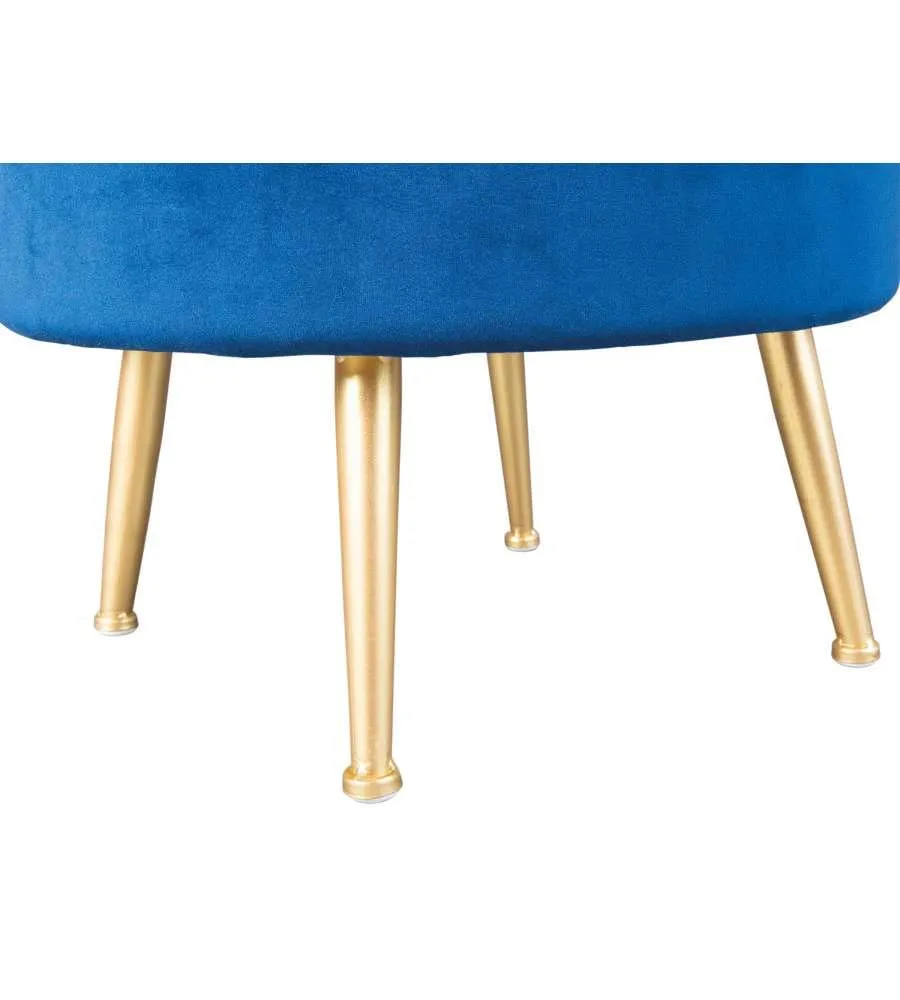 Inter Link Willandra Pouf-Hocker blau aus Samt mit Stauraum