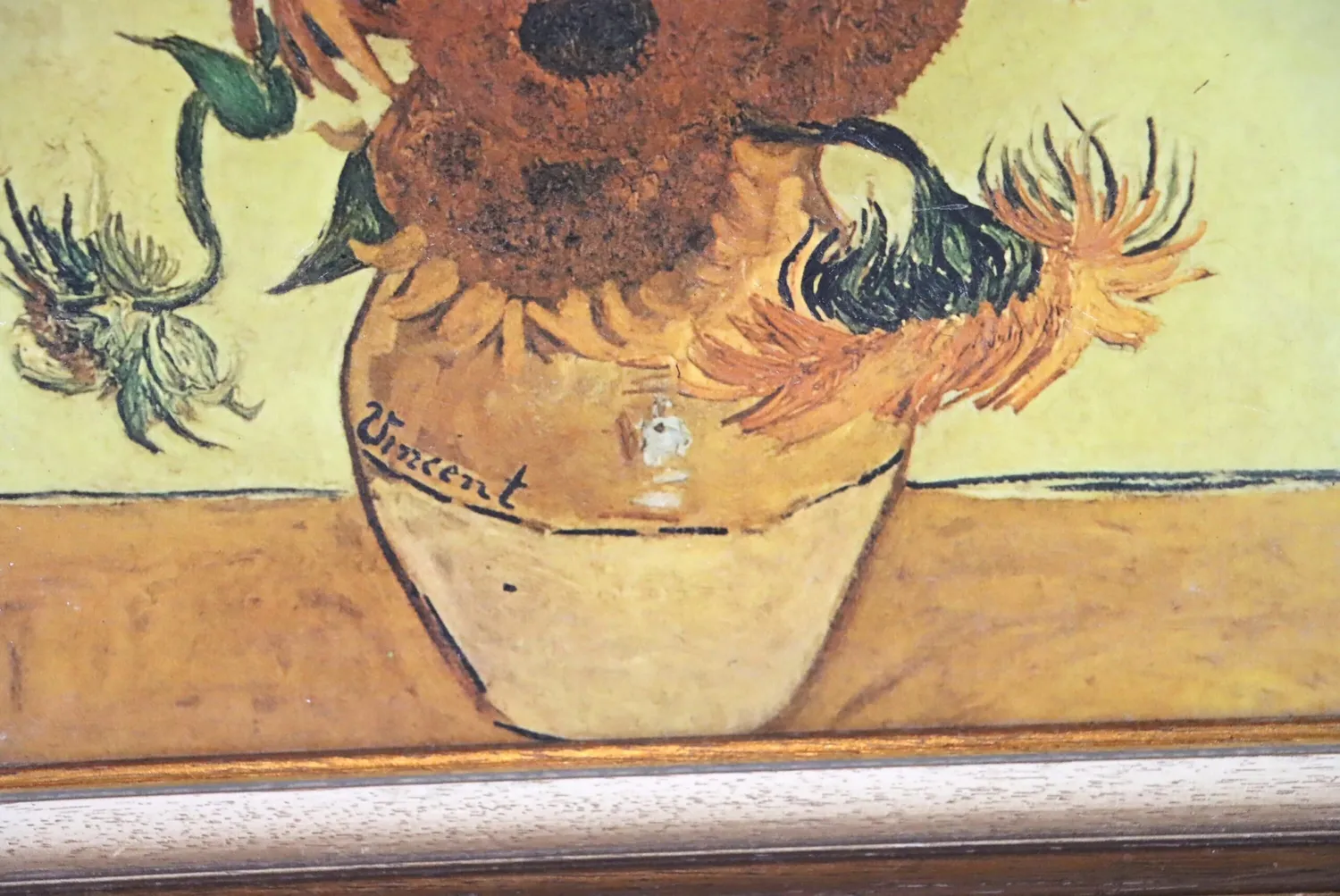 Mon Ami(e) Vintage Druck auf Leinwand Fünfzehn Sonnenblumen van Gogh