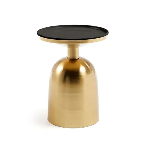 Kave Home Physic Beistelltisch Ø 38 cm Stahl Gold Schwarz