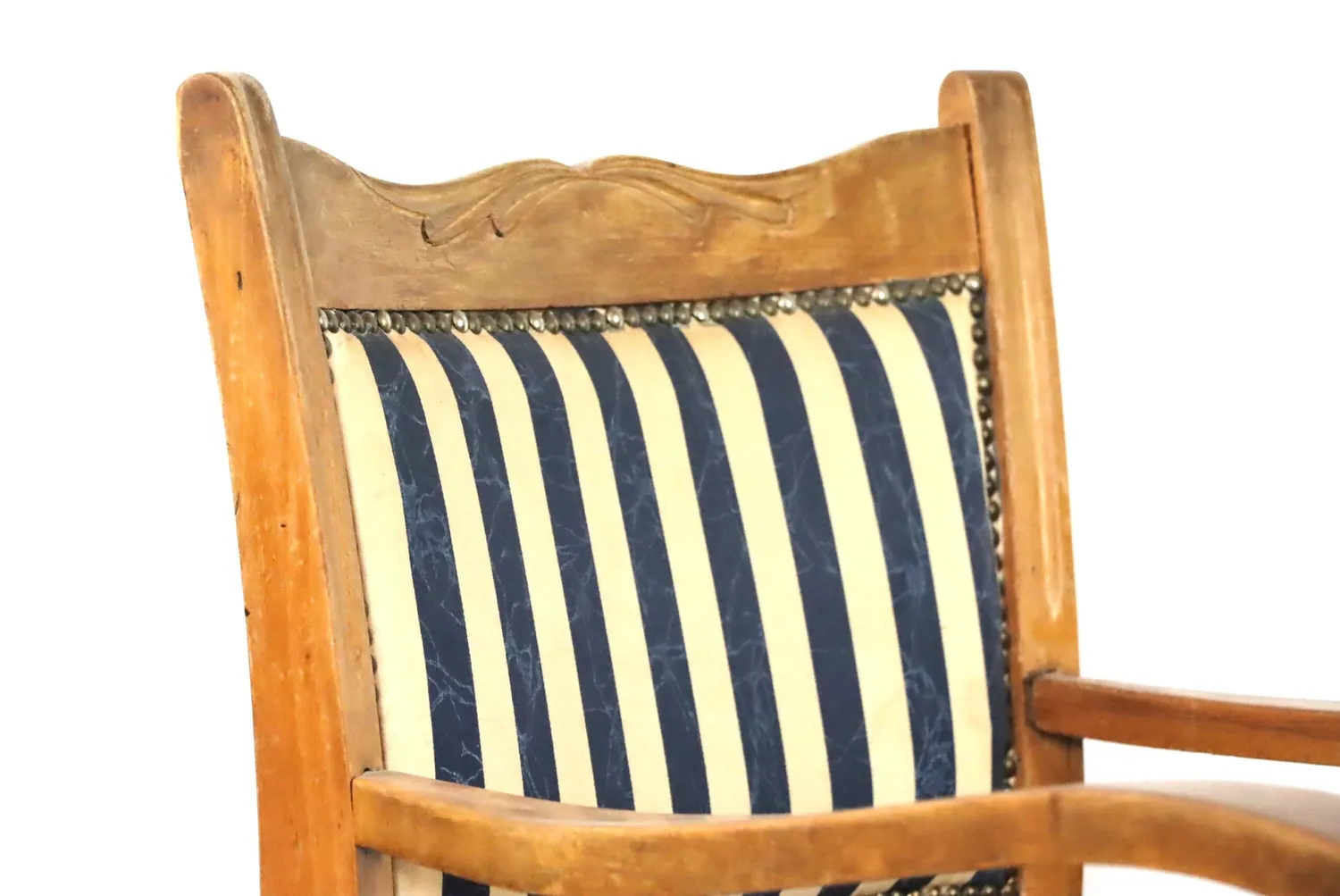 Mon Ami(e) Vintage Holzstuhl mit Armlehnen beige-blau