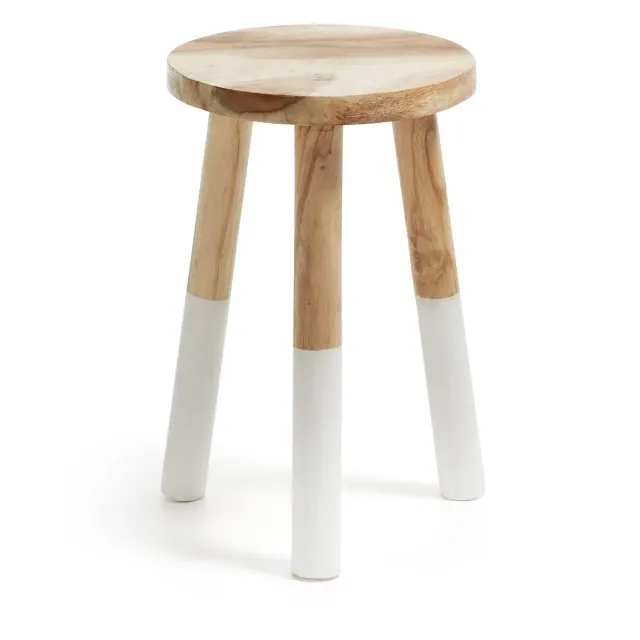 Kave Home Brocsy Hocker Mungurholz weiß 30 cm