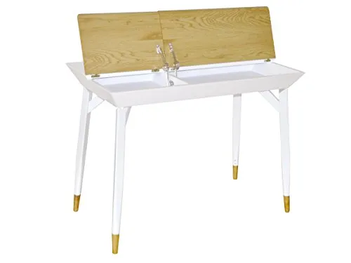 Inter Link Schreibtisch Weiß Wildeiche 105 cm Schublade