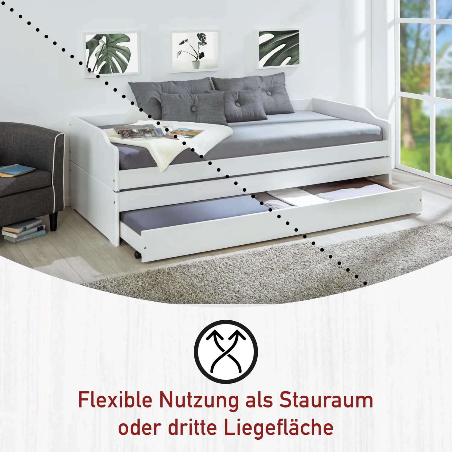 Inter Link Lotar Funktionsbett Weiß mit Lattenrost