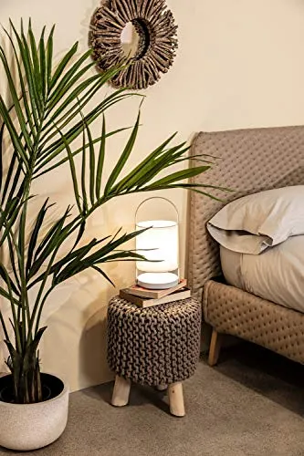 Kave Home Zayma Tischlampe Weiß Baumwolle E14