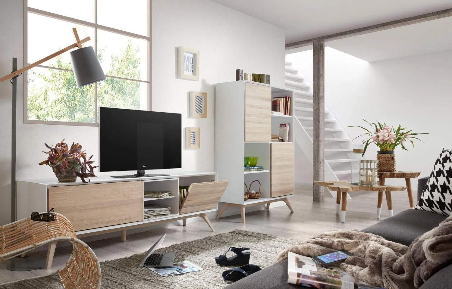 Kave Home Eunice TV-Lowboard weiß Holz