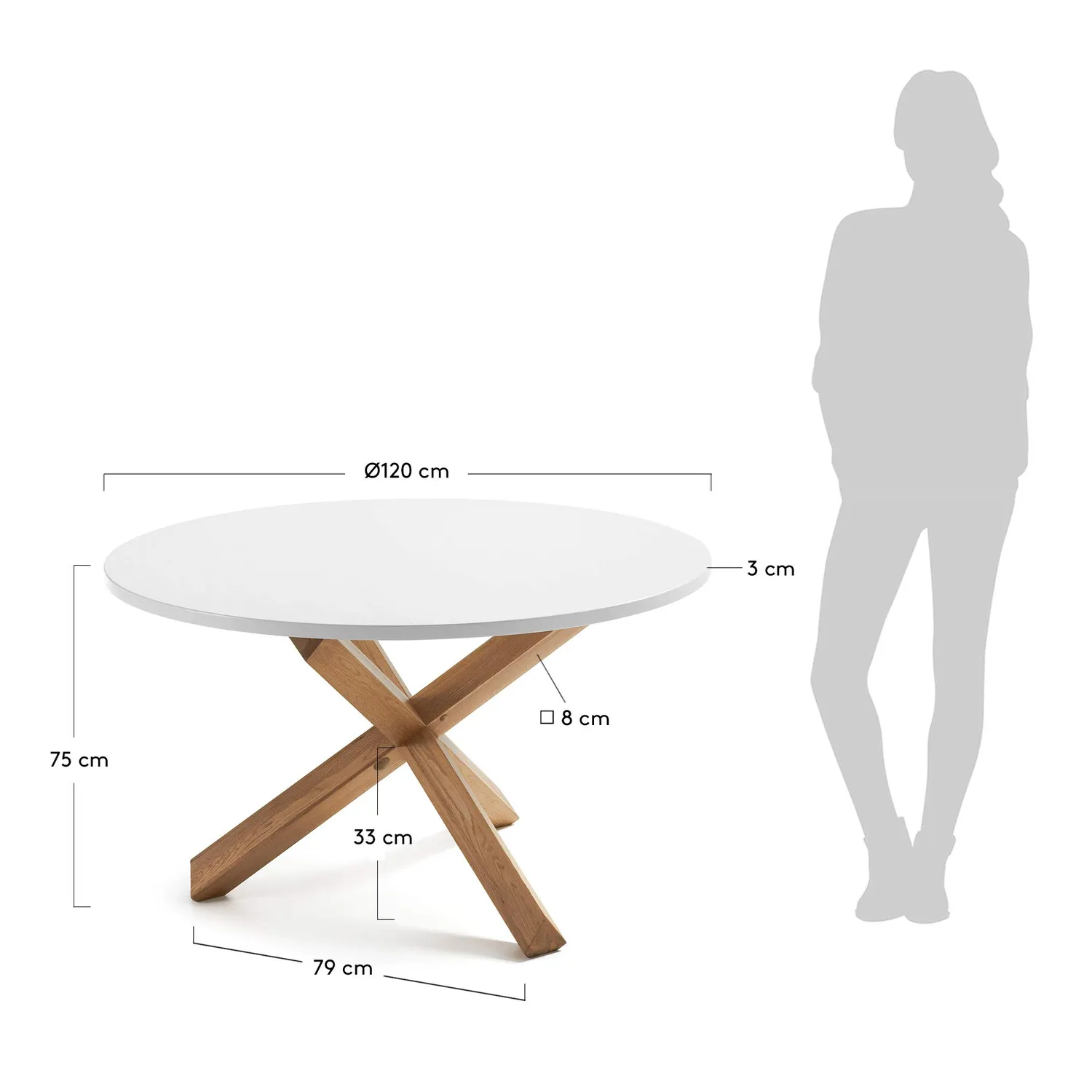 Kave Home Lotus runder Esstisch Ø 120 cm weiß Eiche