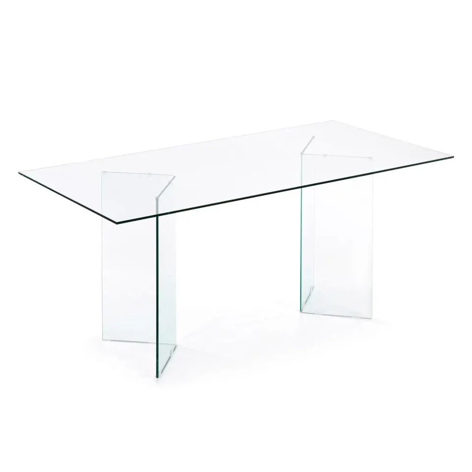 Kave Home Glastisch 180 x 90 cm Transparent Gehärtetes Glas
