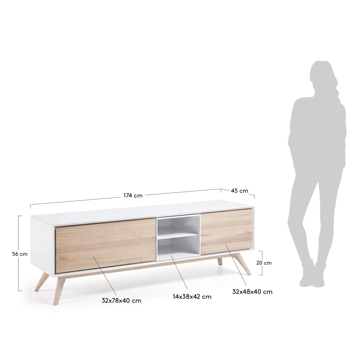 Kave Home Eunice TV-Lowboard weiß Holz
