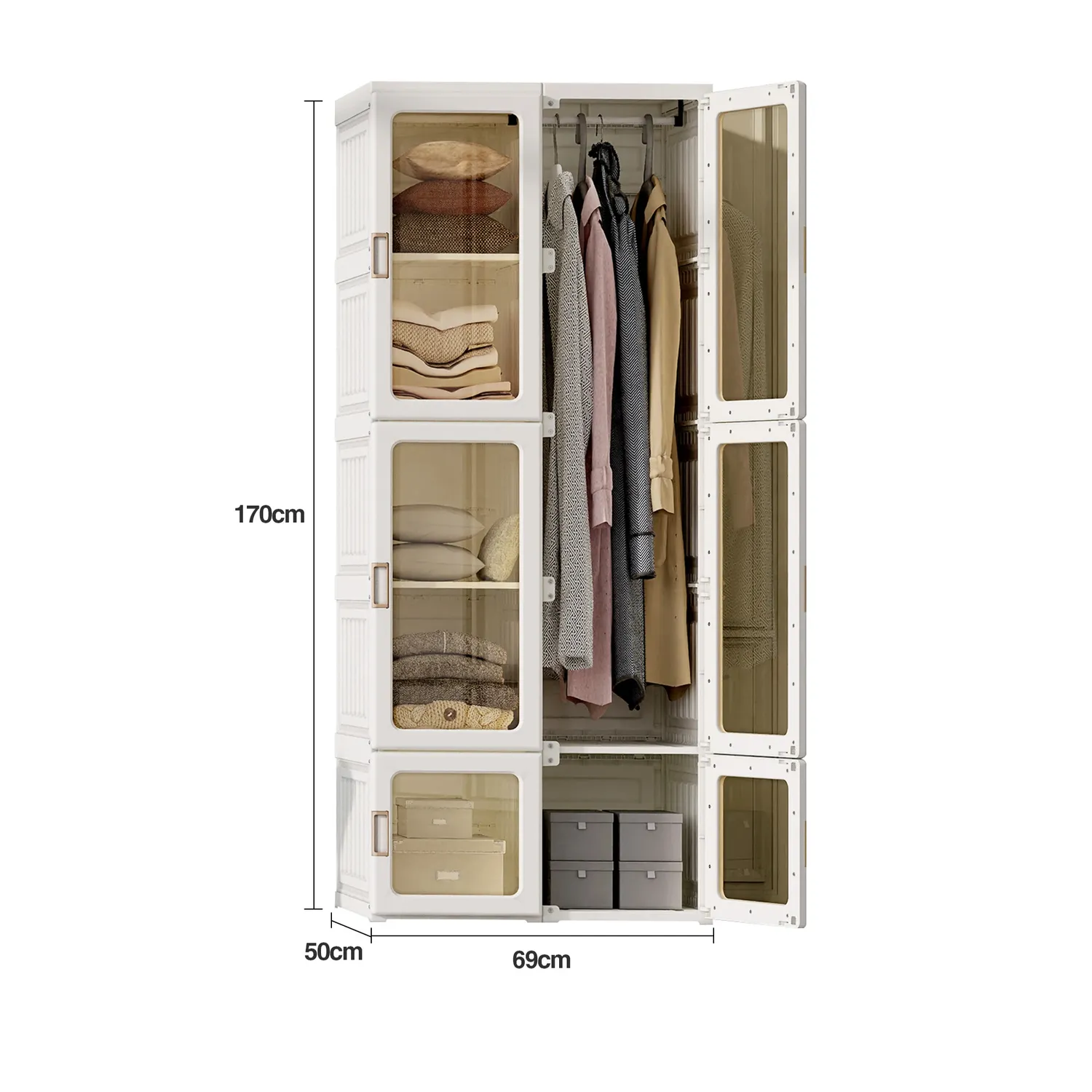 In And OutdoorMatch Faltschrank Weiß 69x50x170 cm 6 Türen