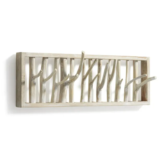 Kave Home Muntfre Garderobenhaken 60 cm Teak Massivholz