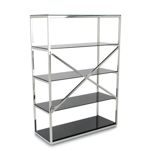 HOWHOMELY Torni Regal Silber Schwarz Glas