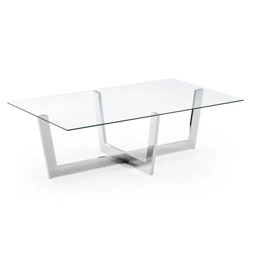 Kave Home Plam Couchtisch 120 x 70 cm Glas Chromstahl