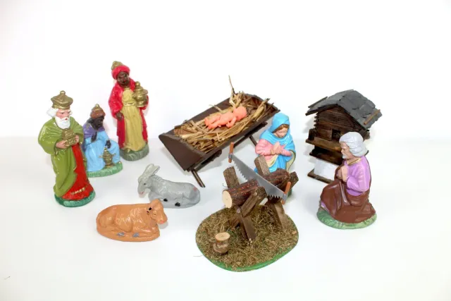 Mon Ami(e) Vintage 10-teiliges Krippenset Holz Schiefer Kunststoff