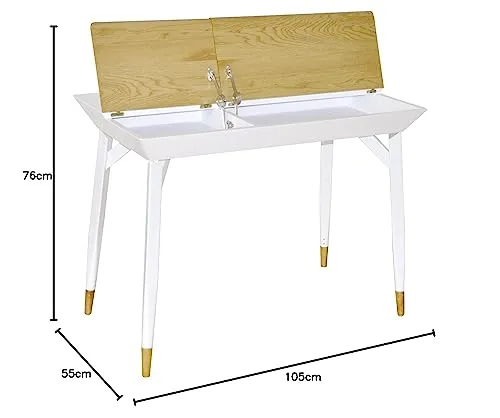 Inter Link Schreibtisch Weiß Wildeiche 105 cm Schublade