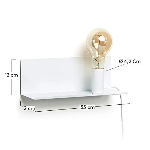 Kave Home Hannah Wandleuchte weiß mit Wandregal 35 cm