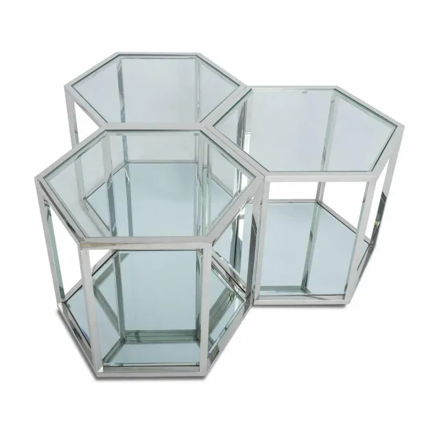 HOWHOMELY Cube Silber Beistelltisch Glas 60 cm