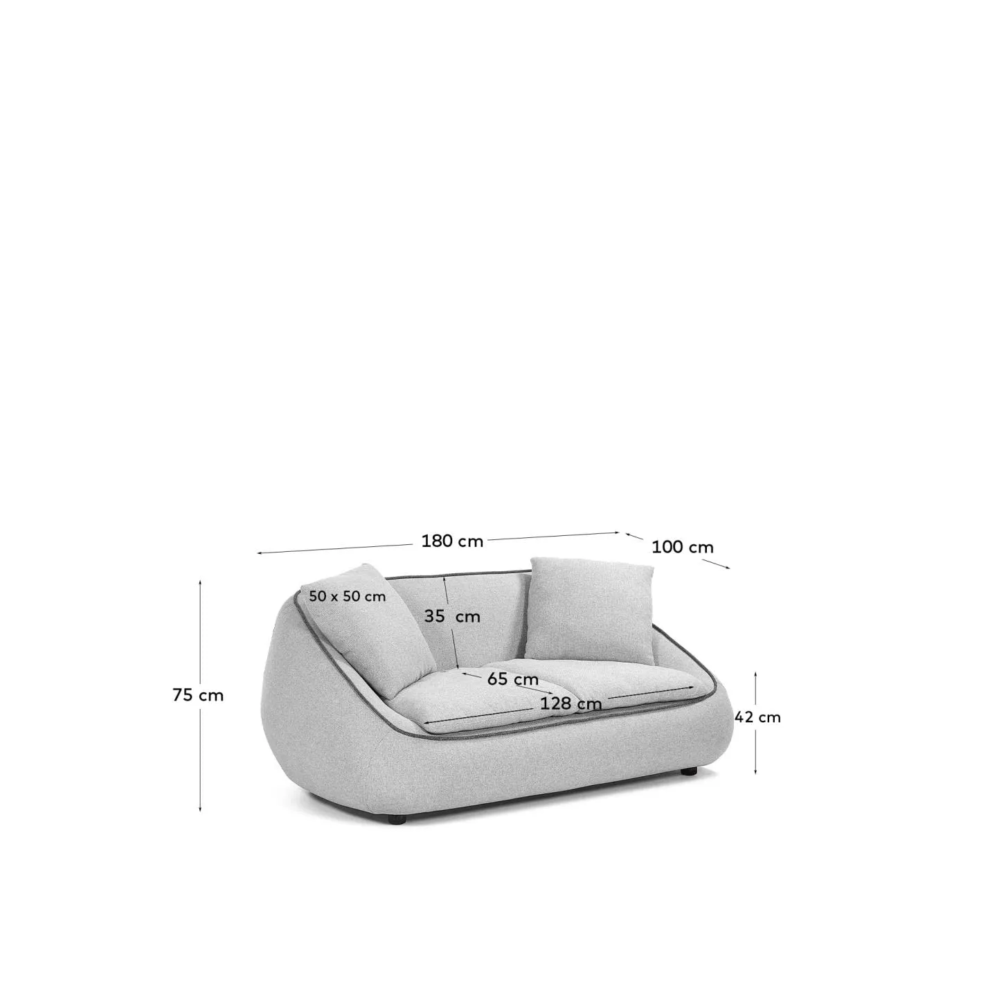 Kave Home Safira Sofa Hellgrau Stoff