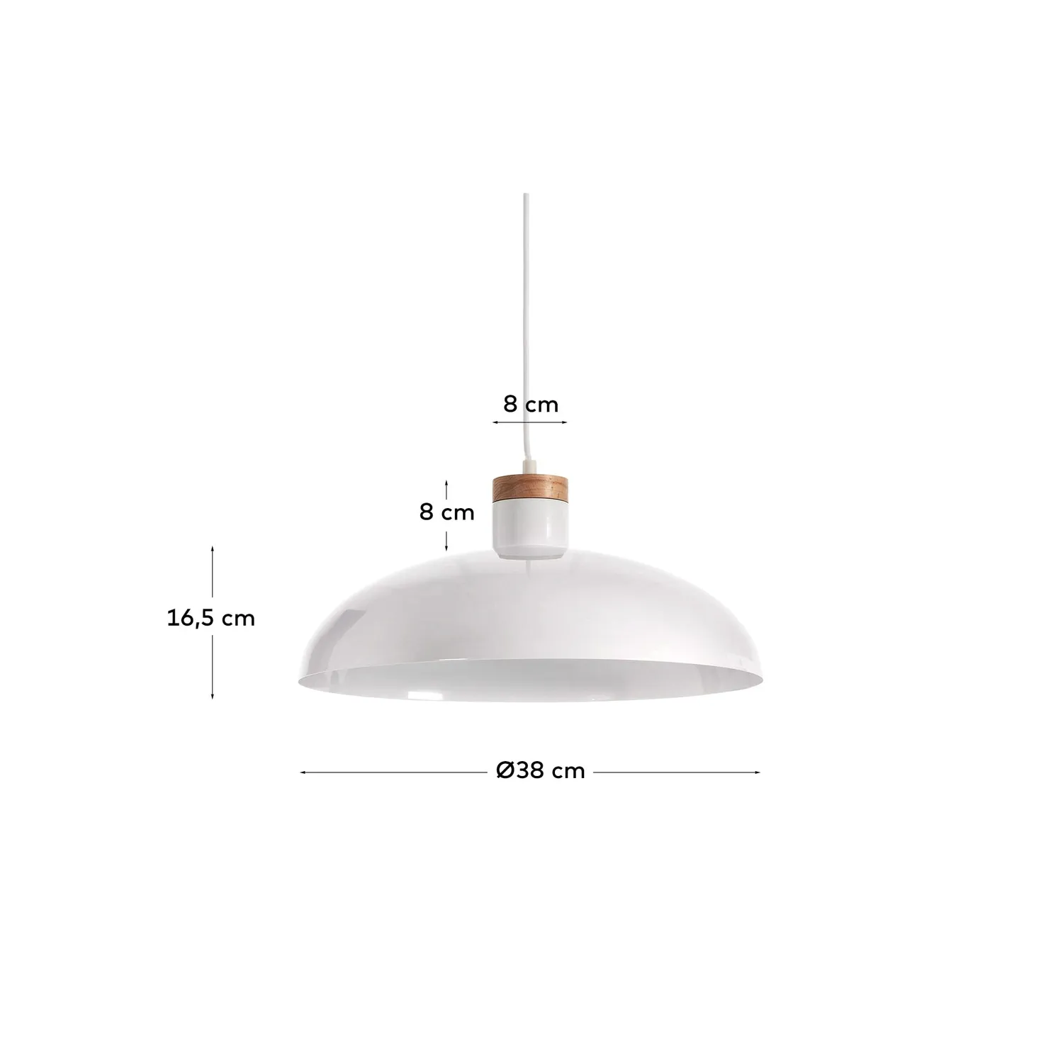 Kave Home Gotram Pendelleuchte weiß Holz Stahl E27 38 cm