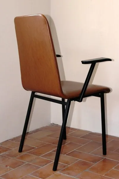 Mon Ami(e) Vintage Designer-Stuhl 60er Kunstleder braun