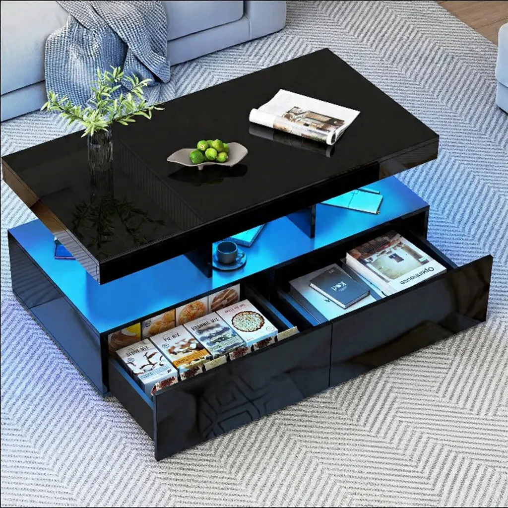 In And OutdoorMatch Couchtisch 104x53 cm mit LED 2 Laden