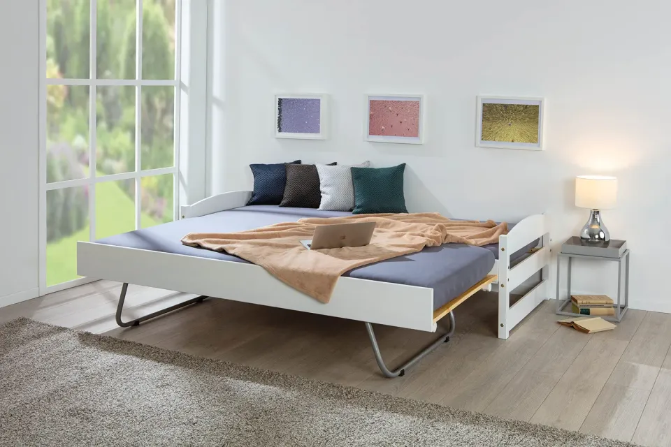 Inter Link Vindas 2-in-1-Bett Sofabett 90 x 200 cm Weiß Massivholz
