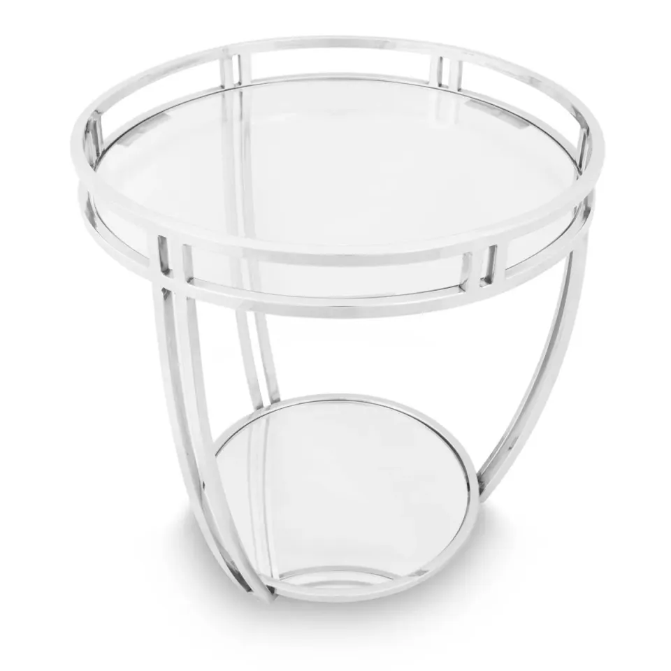 HOWHOMELY India 58 cm Beistelltisch Glas Edelstahl