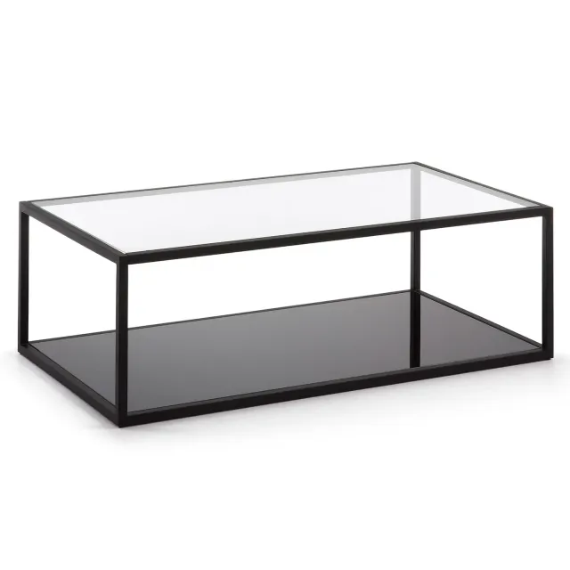 Kave Home Blackhill Couchtisch Glas Stahl