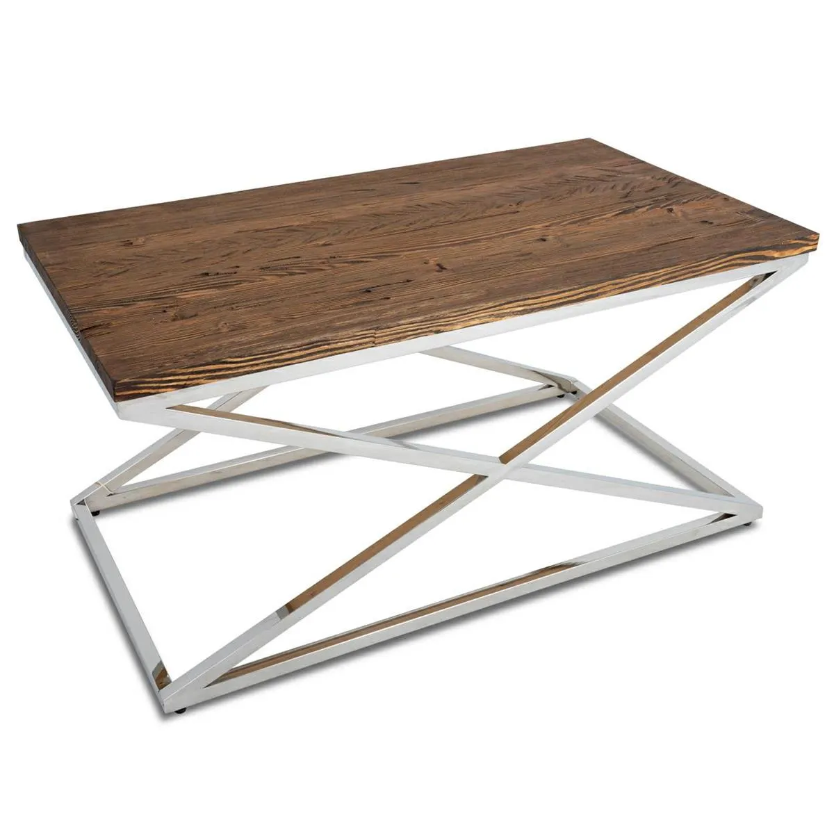 HOWHOMELY Saliba Beistelltisch Glas Edelstahl