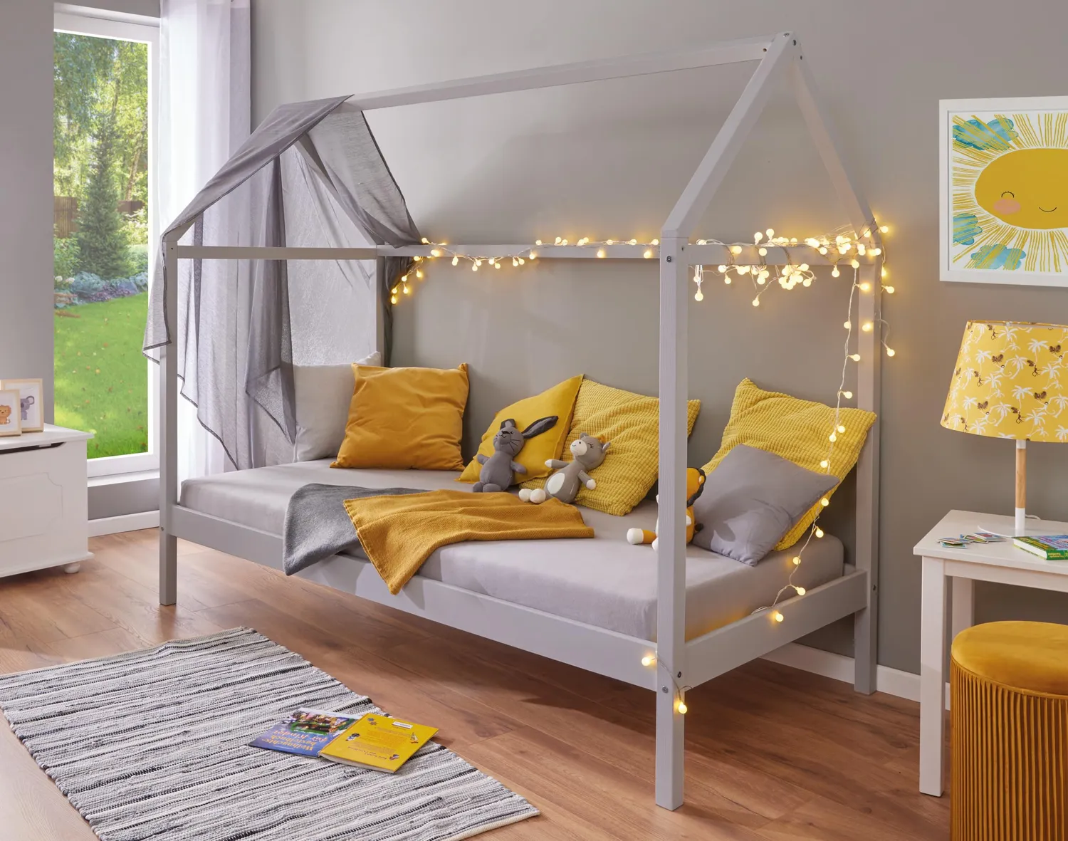 Inter Link Sun Road Hausbett Kinderbett 90x200 grau Kiefer