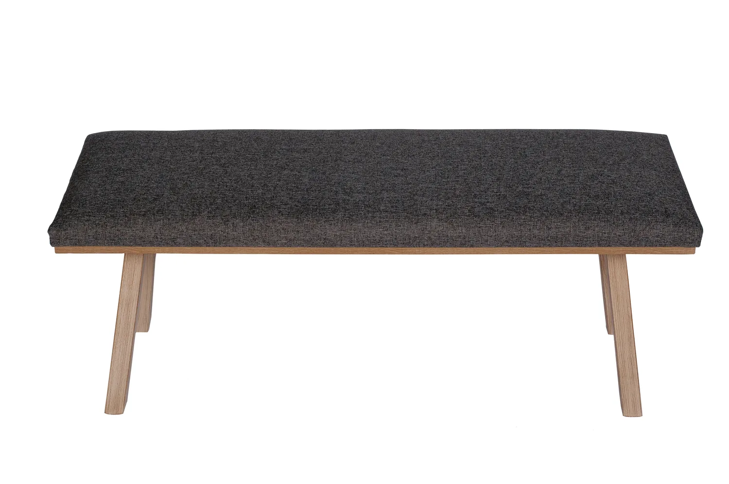 Kundler Home Die Klassische Sitzbank 125 cm Grau Stoff Holzfüße