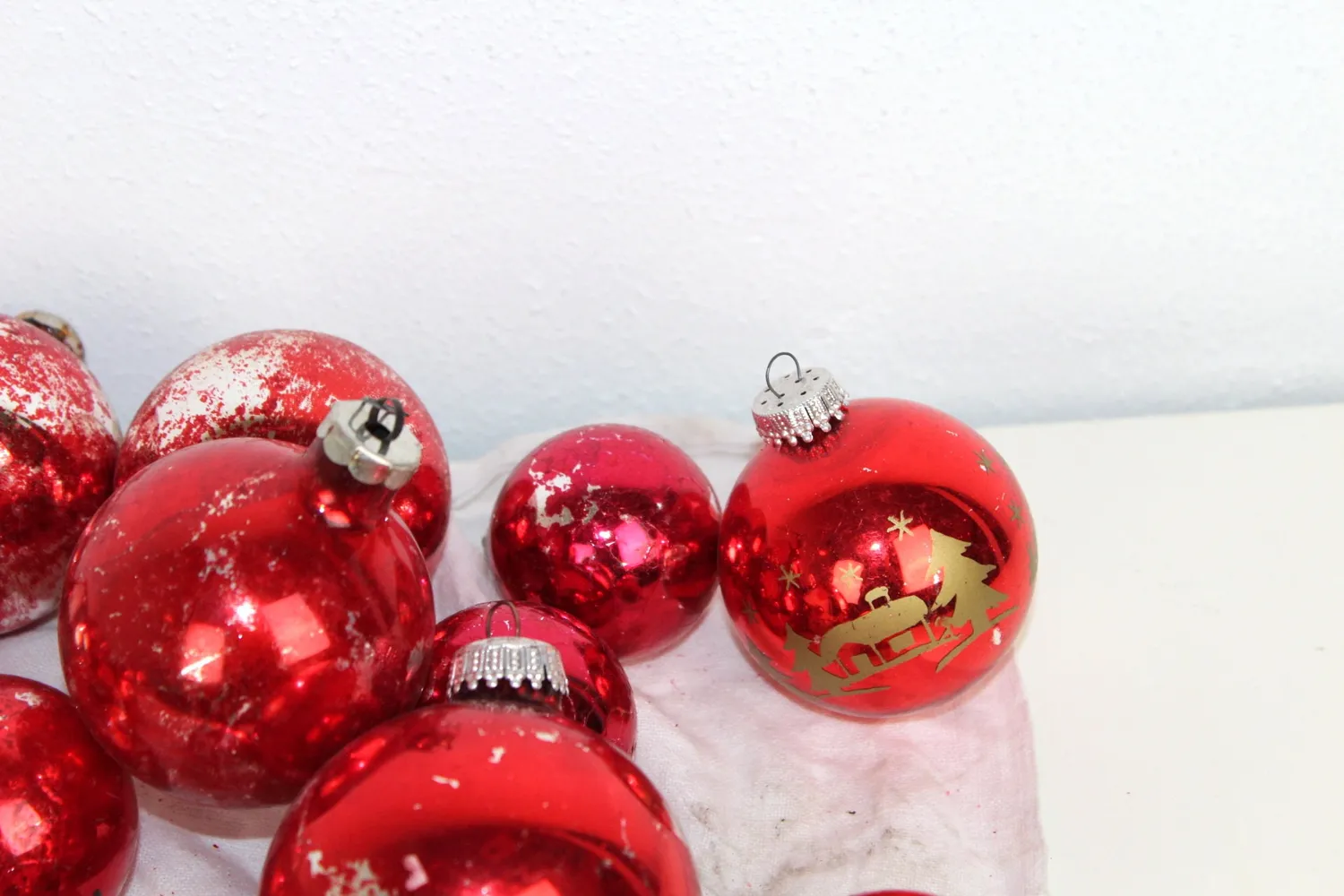 Mon Ami(e) Vintage Christbaumkugeln rot Glas 26 Stück Shabby