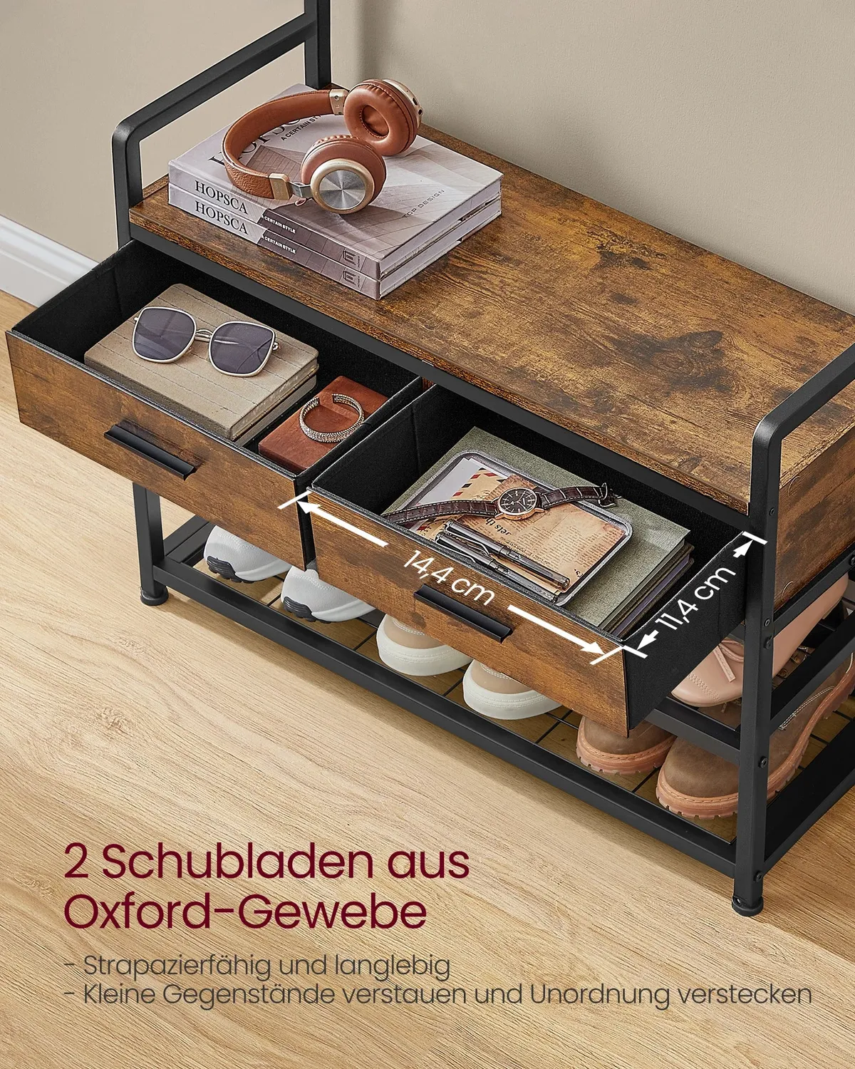 In And OutdoorMatch Garderobe Schuhbank 10 Haken industriell