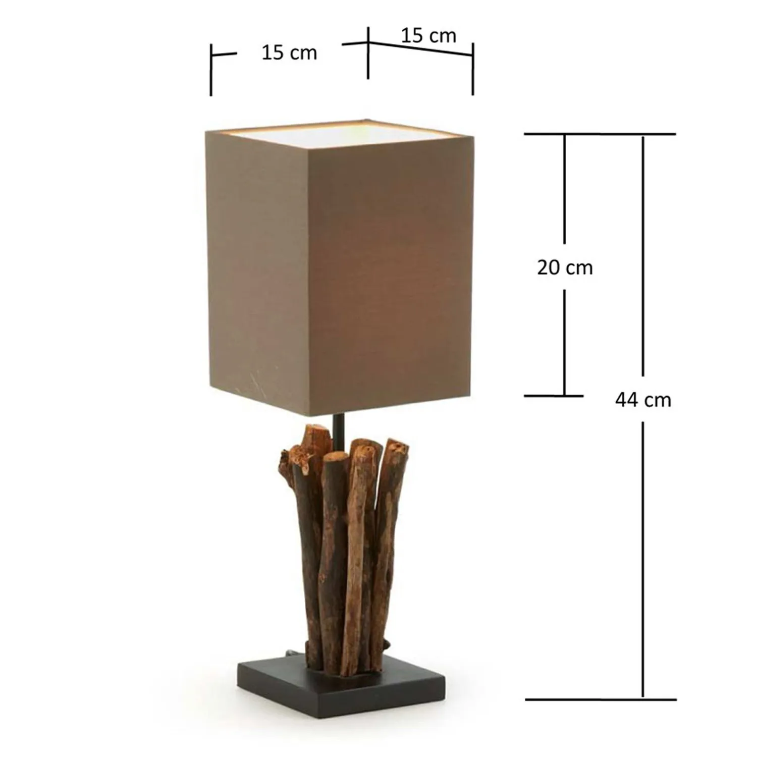 Kave Home Aurelia Tischlampe Grau Recyclingholz Baumwolle