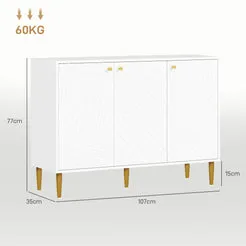 In And OutdoorMatch Sideboard 3 Türen Weiß Goldbeine