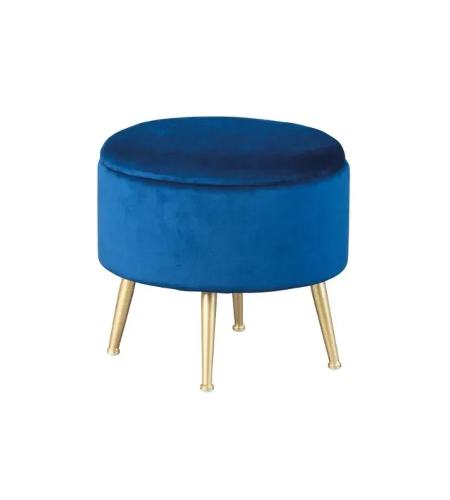 Inter Link Willandra Pouf-Hocker blau aus Samt mit Stauraum