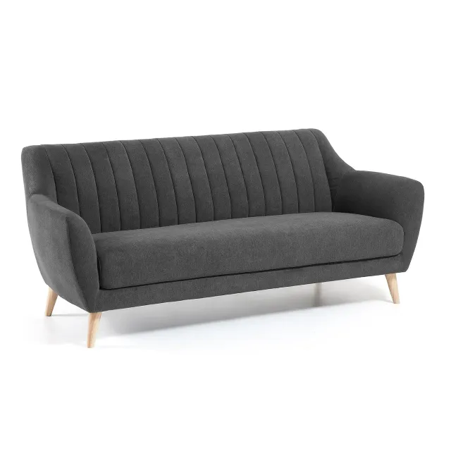 Kave Home Obo Sofa 3-Sitzer dunkelgrau Stoff