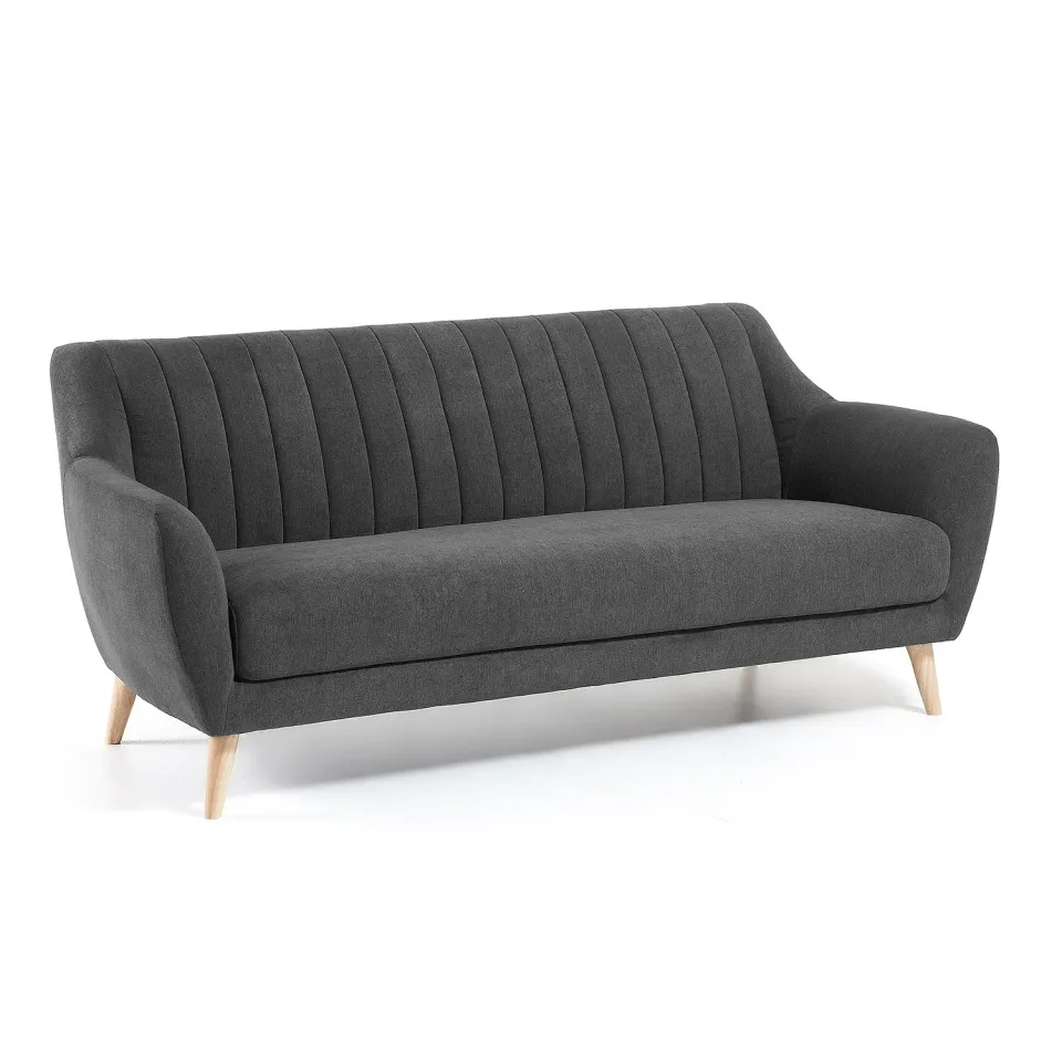 Kave Home Obo Sofa 3-Sitzer dunkelgrau Stoff