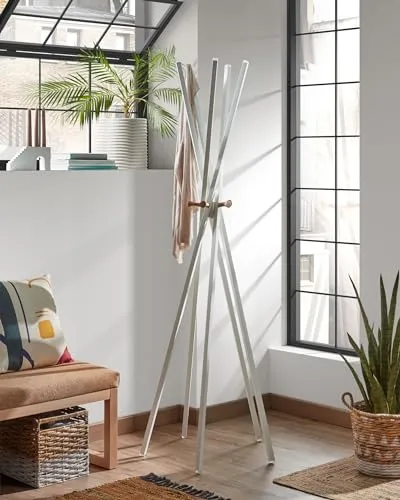 Kave Home Chelsey Garderobe 170 cm weiß Stahl Holz