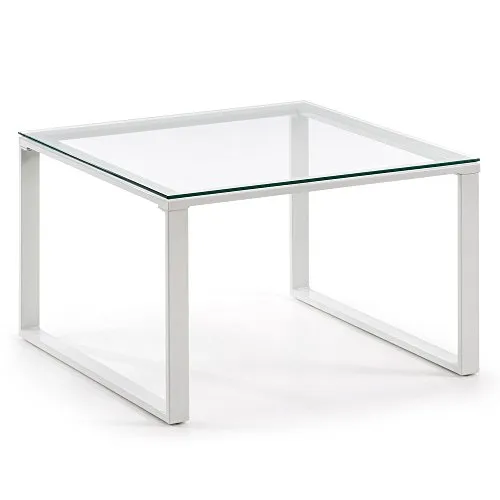 Kave Home Sivan Couchtisch 60 x 60 cm Klarglas Weiß