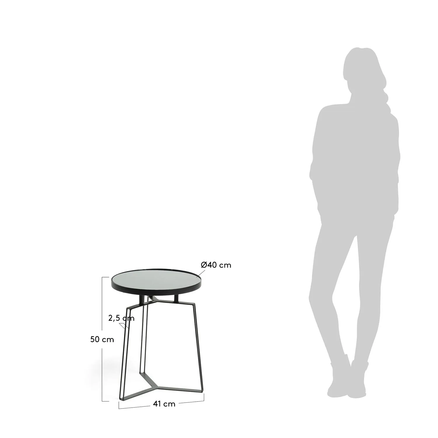 Kave Home Radim Beistelltisch Ø40 cm Glas Schwarz