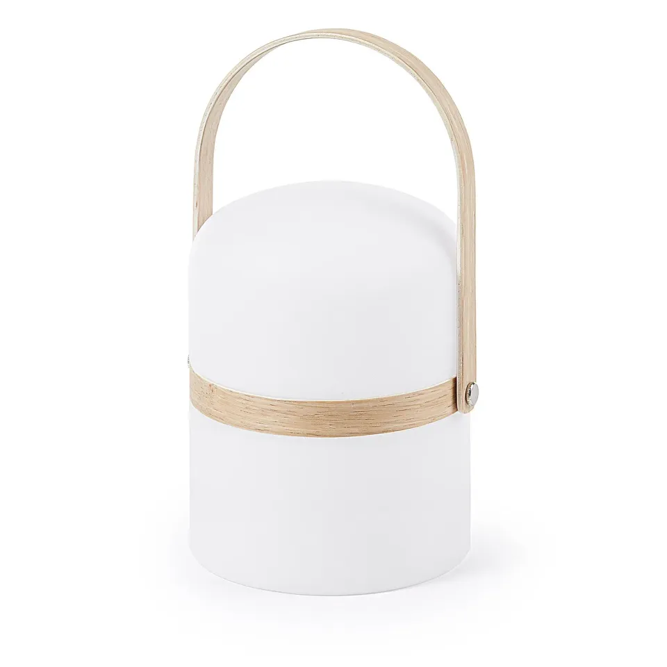Kave Home Ridley Tischleuchte LED Weiß mit Holzgriff