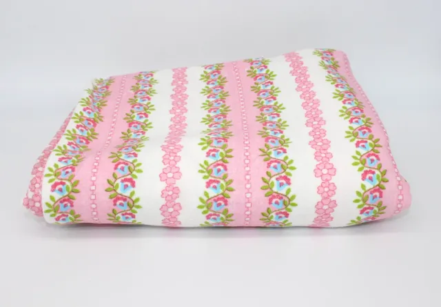 Mon Ami(e) Vintage Betttuch Blumen-Muster weiss-rosa-blau
