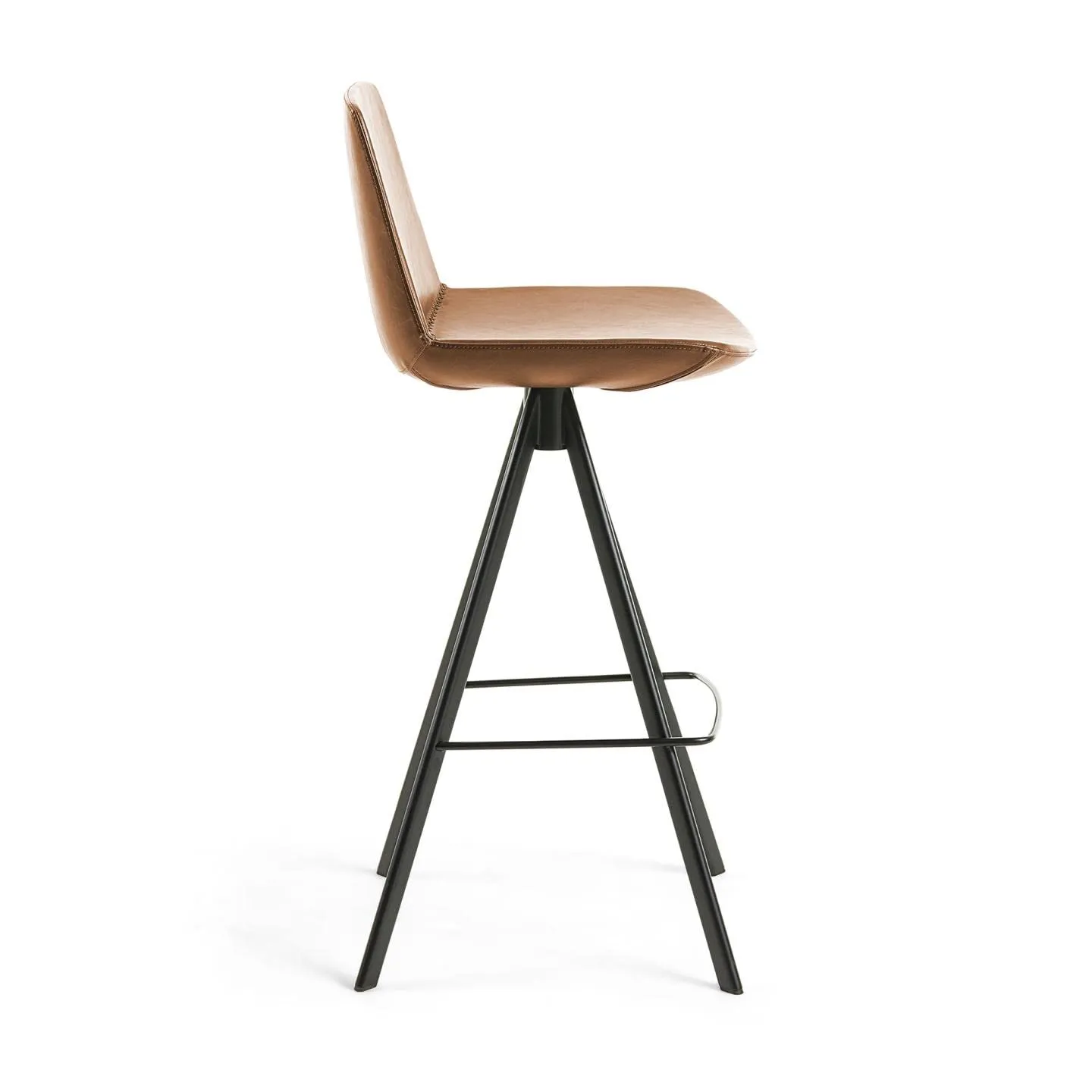 Kave Home Zeva Barhocker 75 cm Kunstleder Hellbraun