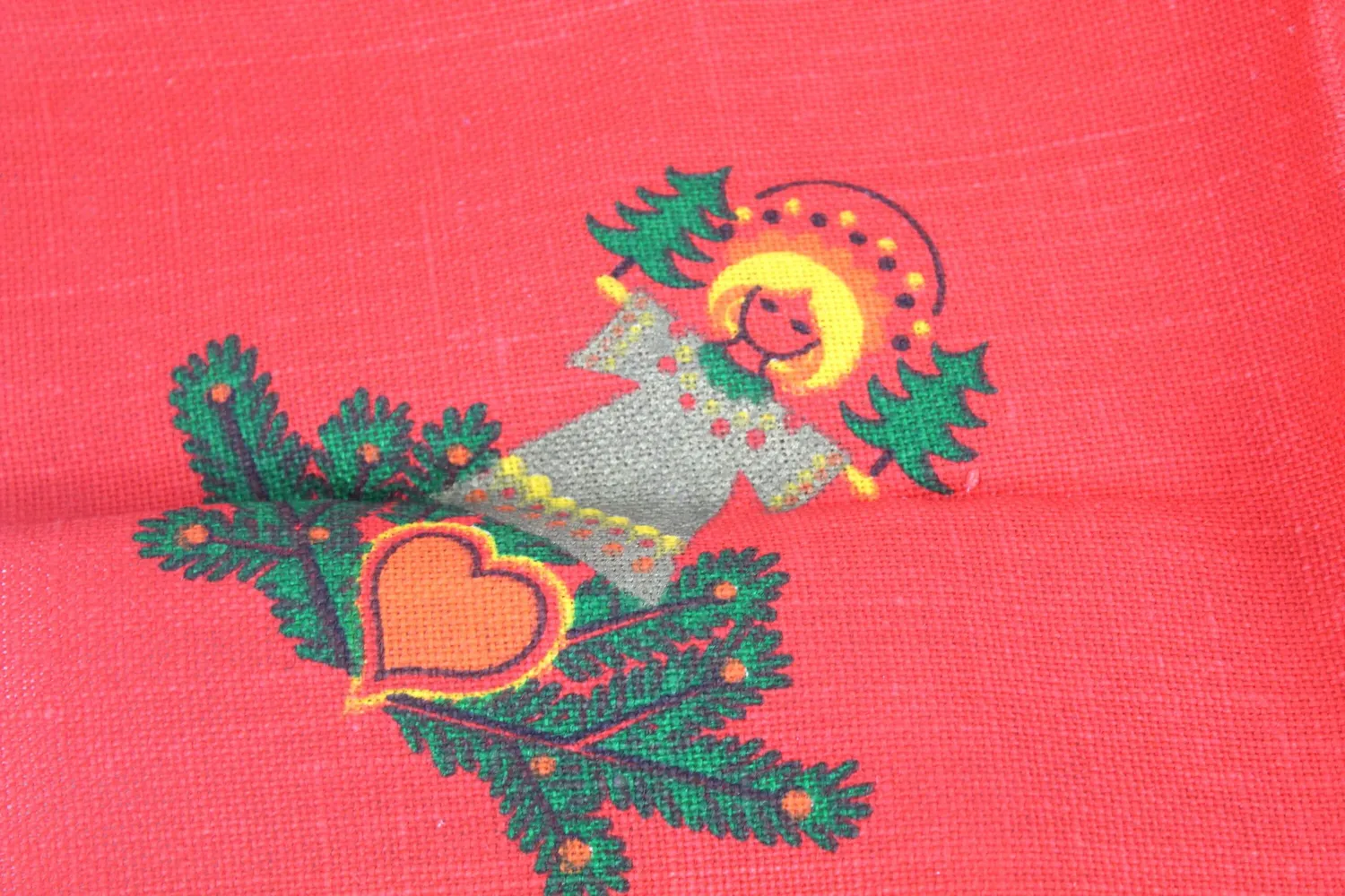 Mon Ami(e) Vintage Weihnachtsdecke rot Jute 60x60 cm Engel