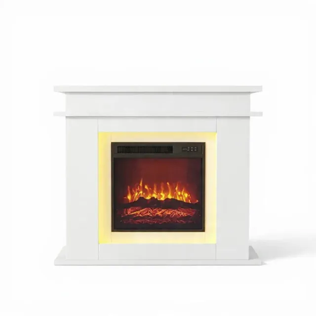 In And OutdoorMatch Elektrokamin Weiß Eiche 101 cm 3D-Flamme
