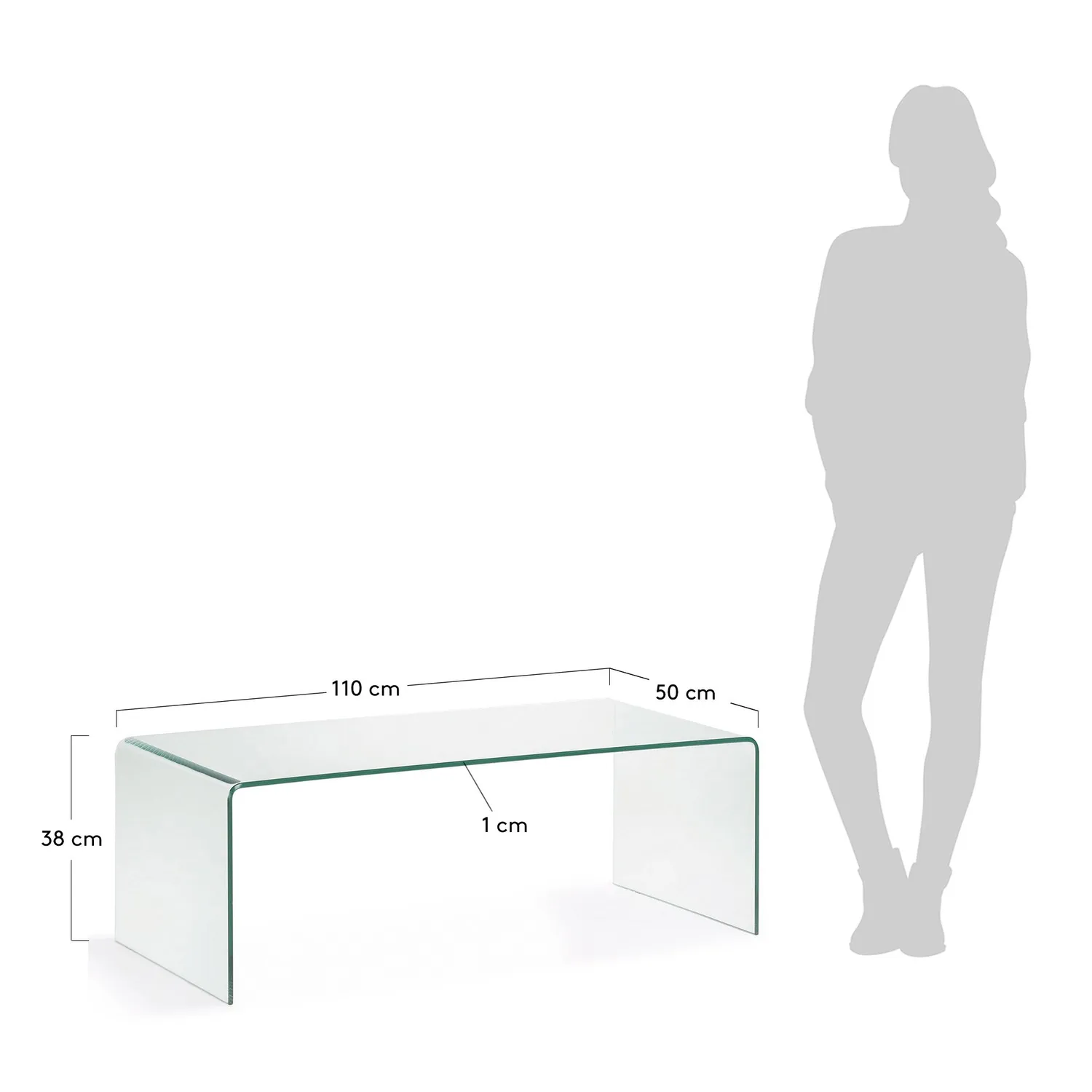 Kave Home LA Forma Bonisiolo Couchtisch 110×50 cm Hartglas