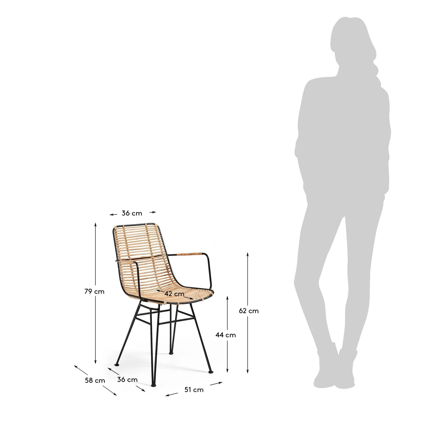 Kave Home Tishana Esszimmerstuhl Rattan