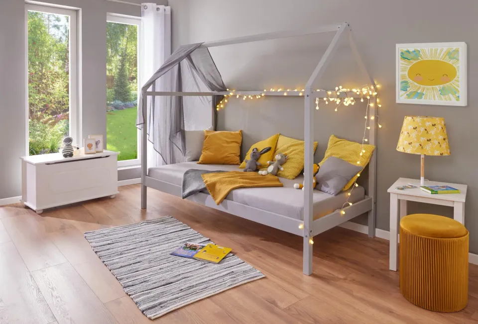 Inter Link Sun Road Hausbett Kinderbett 90x200 grau Kiefer