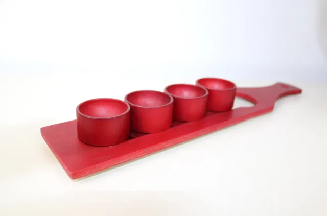 Mon Ami(e) Vintage 4 Eierbecher mit Halterung Holz Vintage-Set